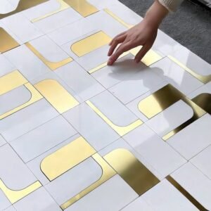 Square Art Stripe Light Luxury Waterjet Mosaic Tiles