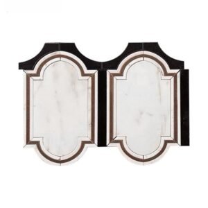 Waterjet Marble Mosaic Tile with Gold Inlay for Accent Walls