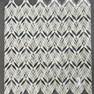 Natural Leaf Green Marble Mosaic Tile | Luxury Feature Wall Accent