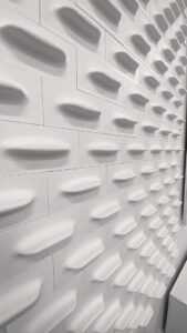 LANDERY Fish Fin Scale 3D Concrete Wall Tile for Bathroom 3D cement wall tile – installed on an entrance wall